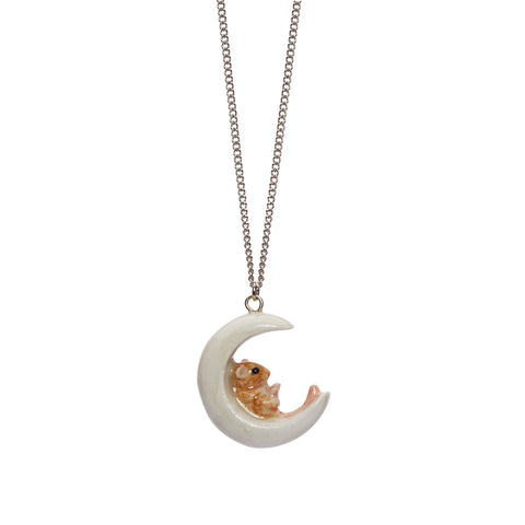 Tiny Mouse On The Moon Necklace