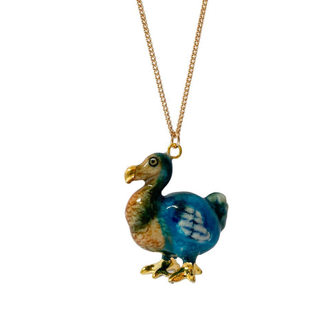Small Teal and Gold Dodo Necklace