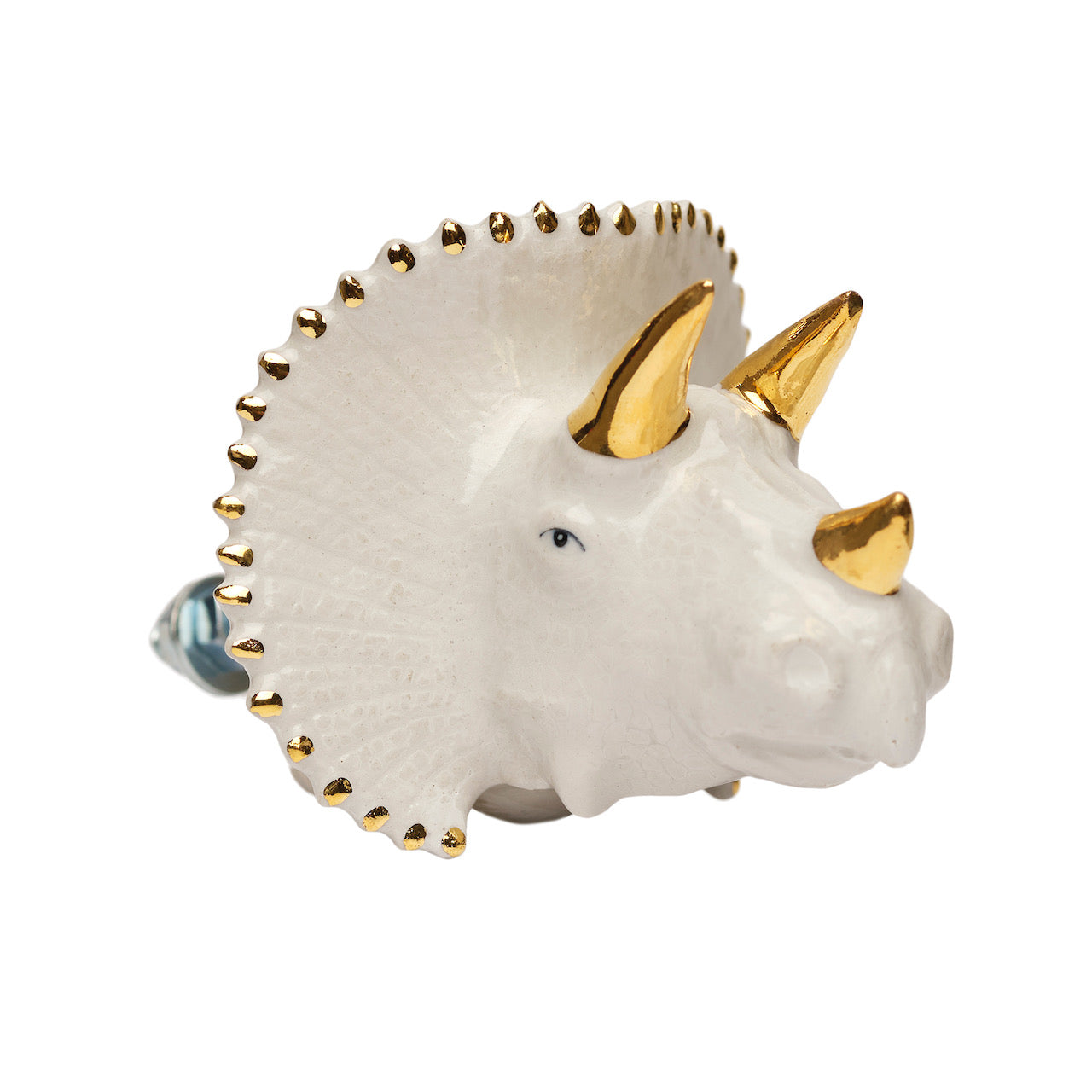 White & Gold Triceratops Doorknob