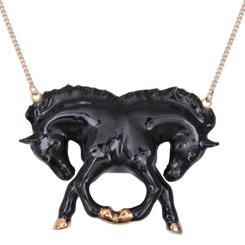 Autumn Sale - Black Horse Reflection Necklace