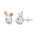 Cute White Bunny Head Stud Earrings