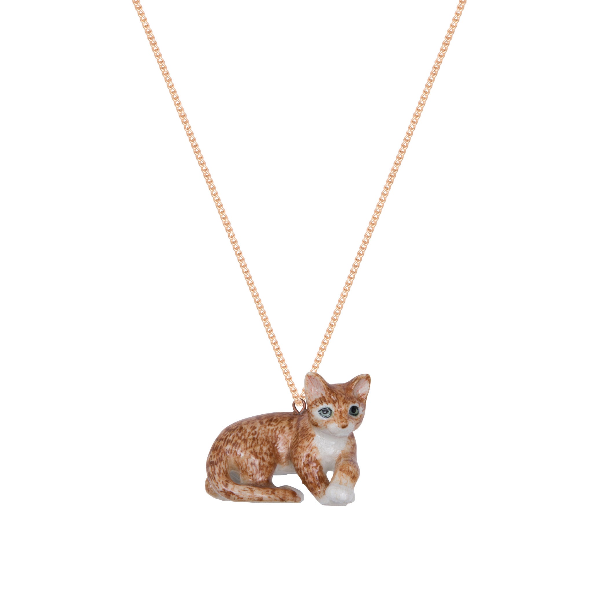 Lying Ginger Cat Necklace