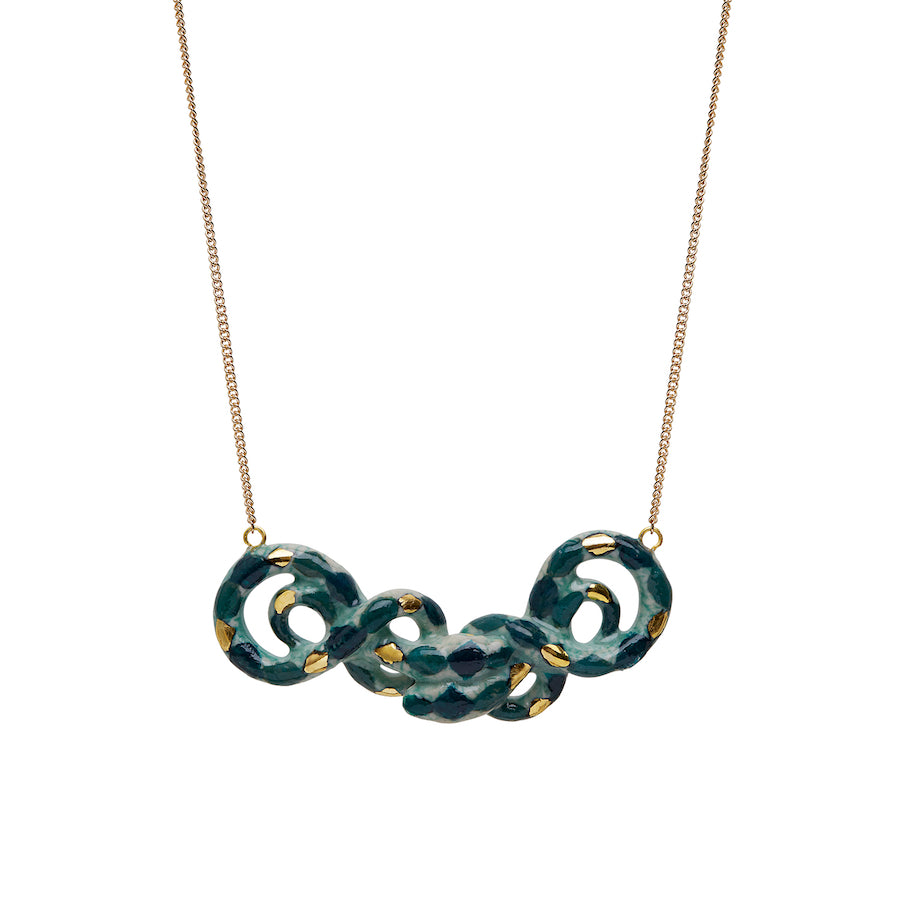 Double Green Snake Necklace