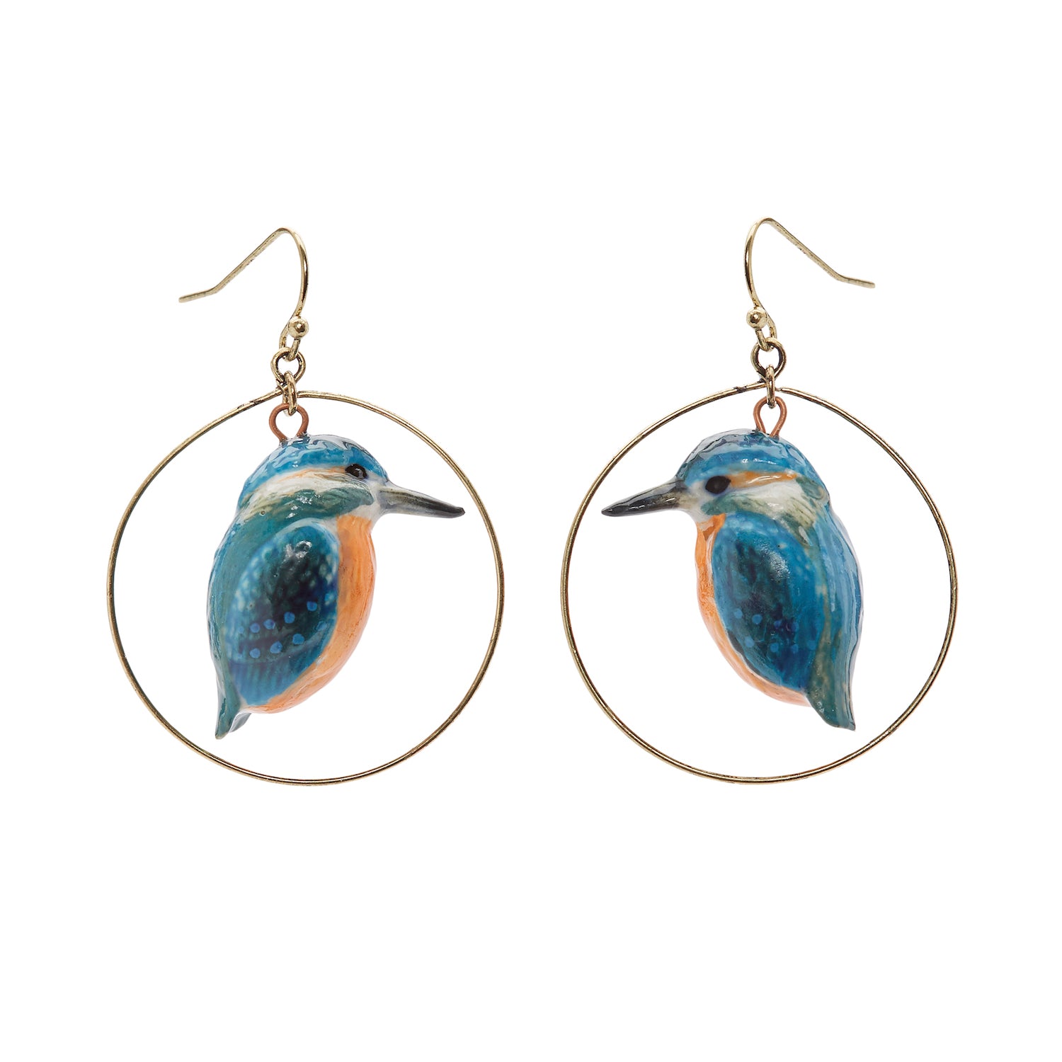 Kingfisher Hoop Drop Earrings