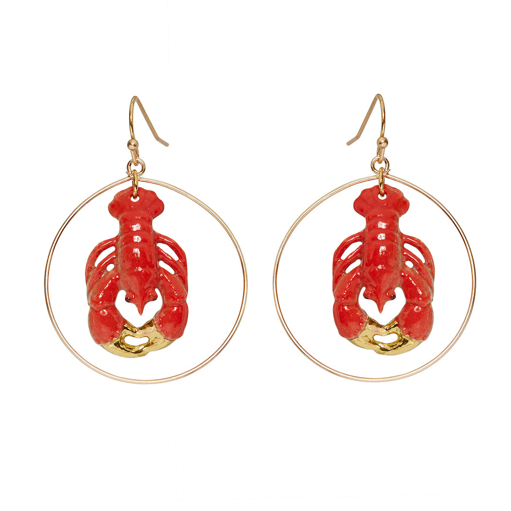 Small Lobster Round Drop Earrings