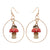 Mouse on Toadstool Round Hoop Drop Earrings
