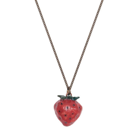 Tiny Natural Strawberry Necklace