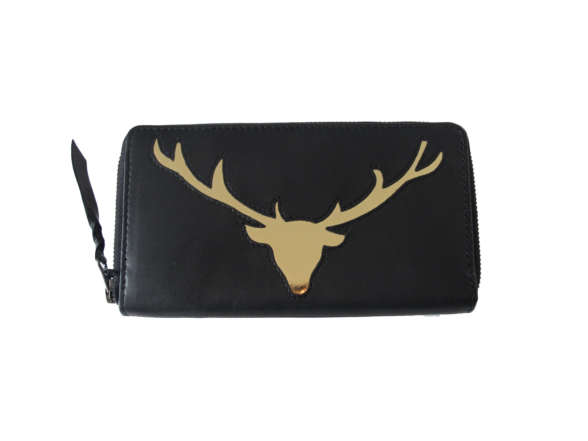 Autumn Sale - Black Leather Stag Cut Out Purse