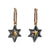 Grey Blue & Gold Star in Star Huggie Earrings