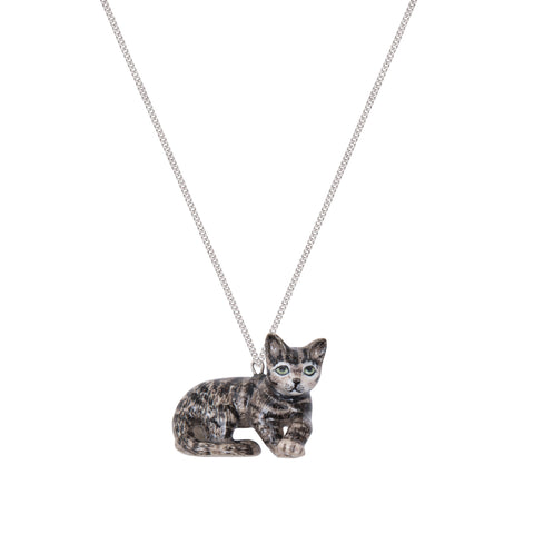 Lying Tabby Cat Necklace