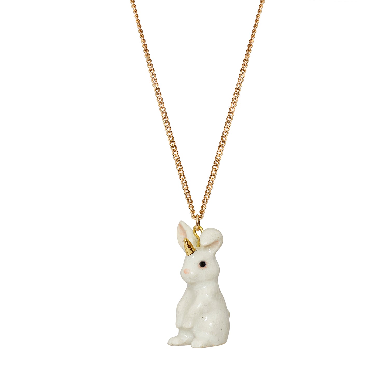 White & Gold Unicorn Bunny Necklace