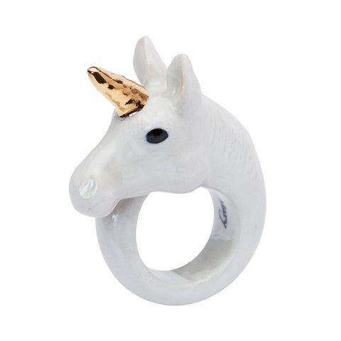 White and Gold Unicorn Ring