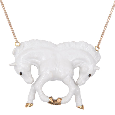 Autumn Sale - White Horse Reflection Necklace