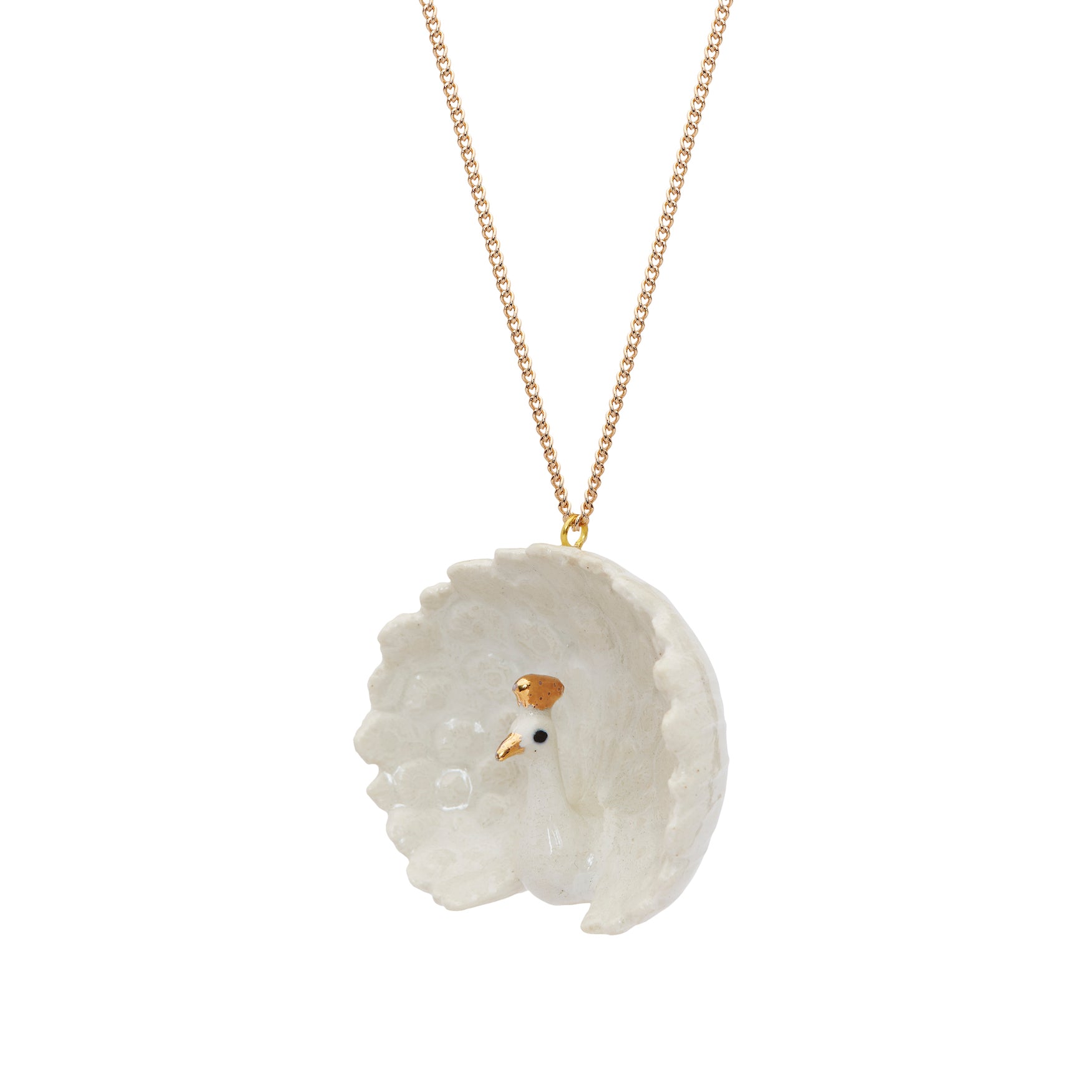 White and Gold Peacock Necklace, was £45
